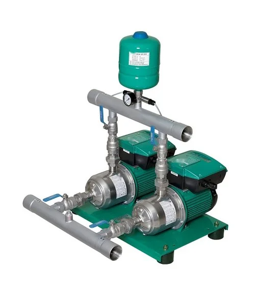 Hệ 2 bơm tăng áp biến tần Perotac 2IVT-404M 5 Toàn bộ cụm hai bơm Perotac 2IVT cùng bộ biến tần, ống góp và bình tích áp